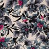 Deze viscose jersey met bloemenprint is erg leuk voor het naaien van kleding, jurken, babykleding, T-shirts, rokken en meer..