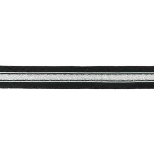 Broekstreep zwart zilver – 25 mm
