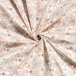 100% poplin katoen met bloemenprint in de kleur gebroken wit