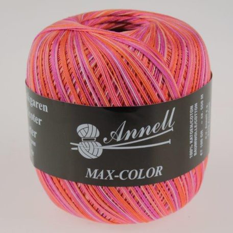 Annell Max-Color is een extra fijn gemêleerd haak- en breigaren van 100% gemerceriseerde katoen. Uitermate geschikt voor haak- en breiwerk