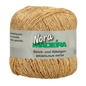 Madeira Nora is een gemetalliseerd haak- en breigaren dat verrassend zacht en soepel is. Het gemetalliseerd polyester en heeft een mooie glinstering.