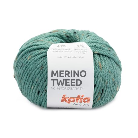 Katia Merino Tweed is een zacht garen met het onmiskenbare tweed-effect. Merino Tweed is perfect voor het breien van vesten, poncho's met kabels