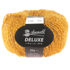 Annell Deluxe is een mooie pluizige draad met een subtiele glitter. Door de mix van verschillende vezels kriebelt dit garen niet en voelt het lekker zacht aan.