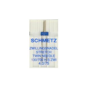De Schmetz stretch tweelingnaald is een naald die in één keer twee parallel lopende rijen steken maakt en geschikt is voor zeer elastische stoffen