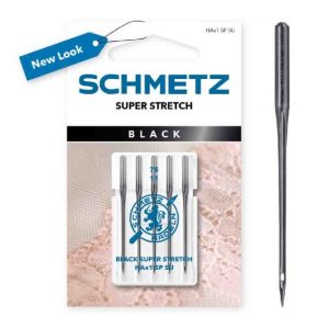 De Black Super Stretch naalden van Schmetz zijn perfect voor het naaien van bijvoorbeeld rekbaar kant en speciale stoffen voor lingerie en badmode