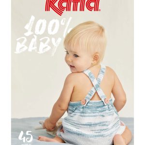 Ontdek 45 modellen om kledingstukken, accessoires, kussens en babydekens te maken in het Katia Baby 100 magazine