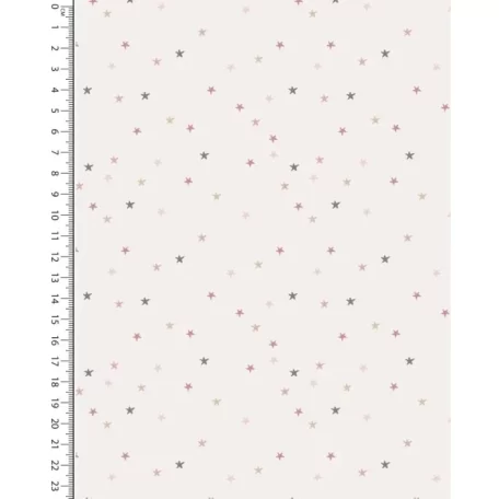 Soepele poplin katoen ecru met roze, beige en taupekleurige sterretjes. Kan onder andere gebruikt worden voor kleding, babykleding, blouses, overhemden, en meer..