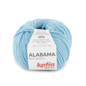Katia Alabama is een garen dat bestaat uit 50% katoen en 50% Acryl. Door de veloursachtige draad geeft het een heel luchtig effect aan het brei of haakwerk.
