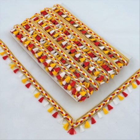 Breng kleur en traditie in je projecten met het Oeteldonks flosjesband. Perfect voor het toevoegen van een speelse, carnavaleske touch aan kleding, accessoires en decoraties.