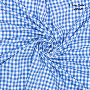 Deze geweven katoen-polyester seersucker wordt gebruikt voor Fibre Mood model Zen en is duurzaam gemaakt volgens de OEKO-TEX Standard 100.