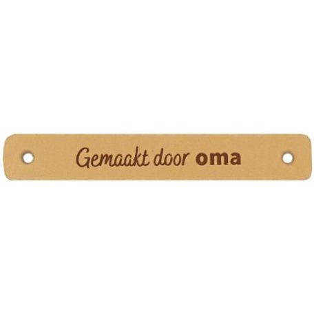 Leren label – Door oma gemaakt Stevig, stijlvol en met liefde gegraveerd. Perfect voor oma’s handgemaakte creaties!