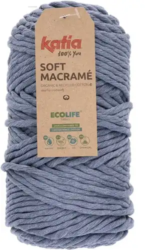 Katia Soft Macramé is een klos van 5 mm koord voor macramé, maar ook voor het maken van allerlei haakprojecten voor thuis