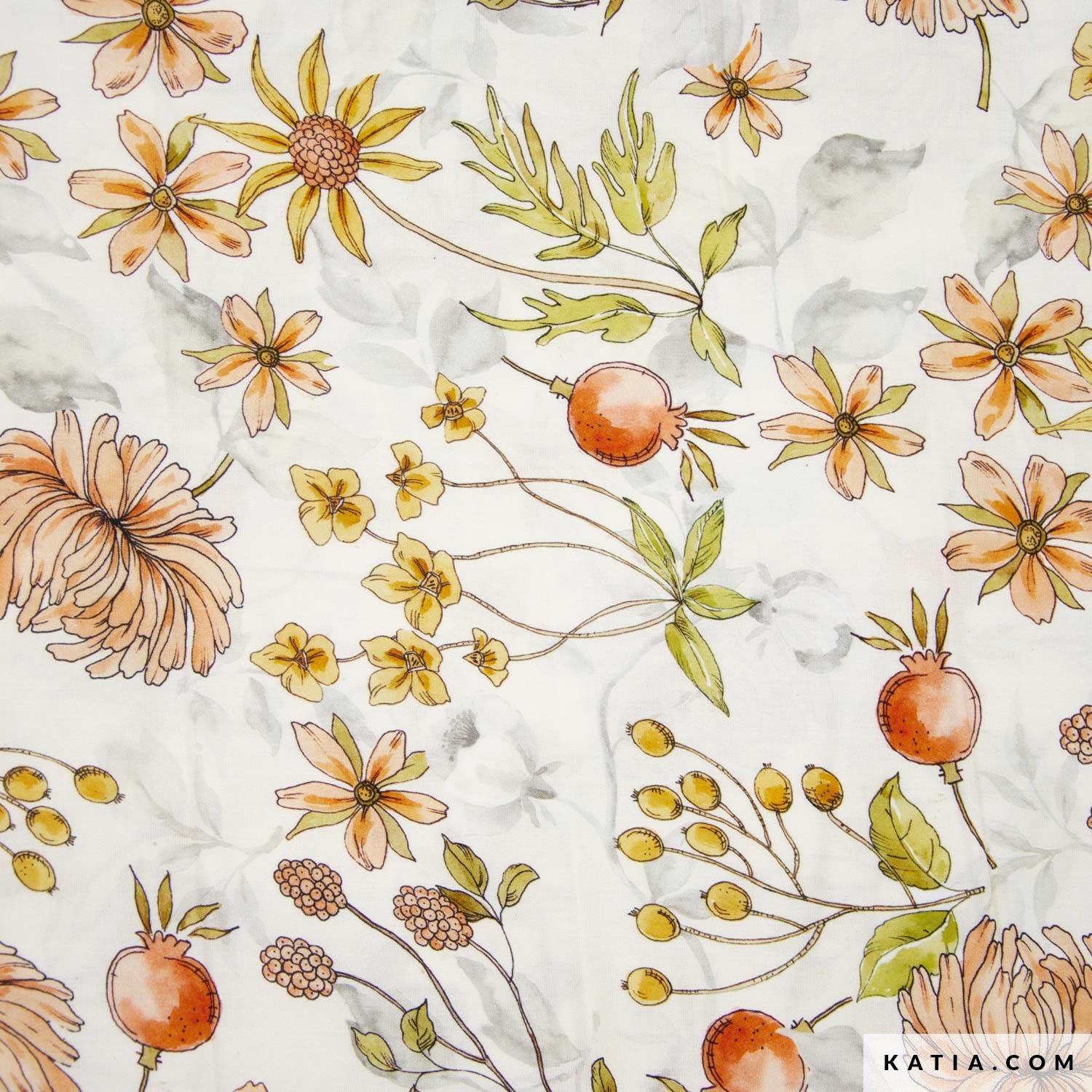 Katia Always Romantic is een 100% viscose stof met een romantisch ontwerp geïnspireerd door bloemen en botanische details