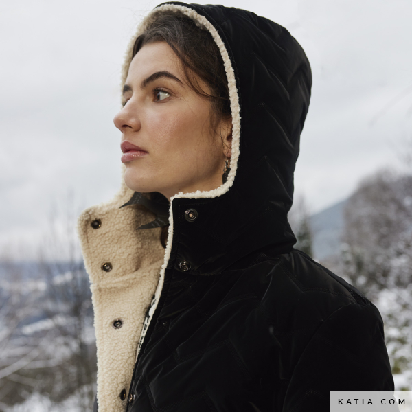 Katia Techno Peachskin is ideaal voor jassen, bodywarmers en winterse kleding. De zwarte kleur en gewatteerde textuur geven het een verfijnde uitstraling,