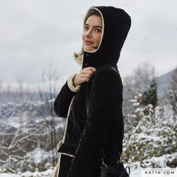 Katia Techno Peachskin is ideaal voor jassen, bodywarmers en winterse kleding. De zwarte kleur en gewatteerde textuur geven het een verfijnde uitstraling,