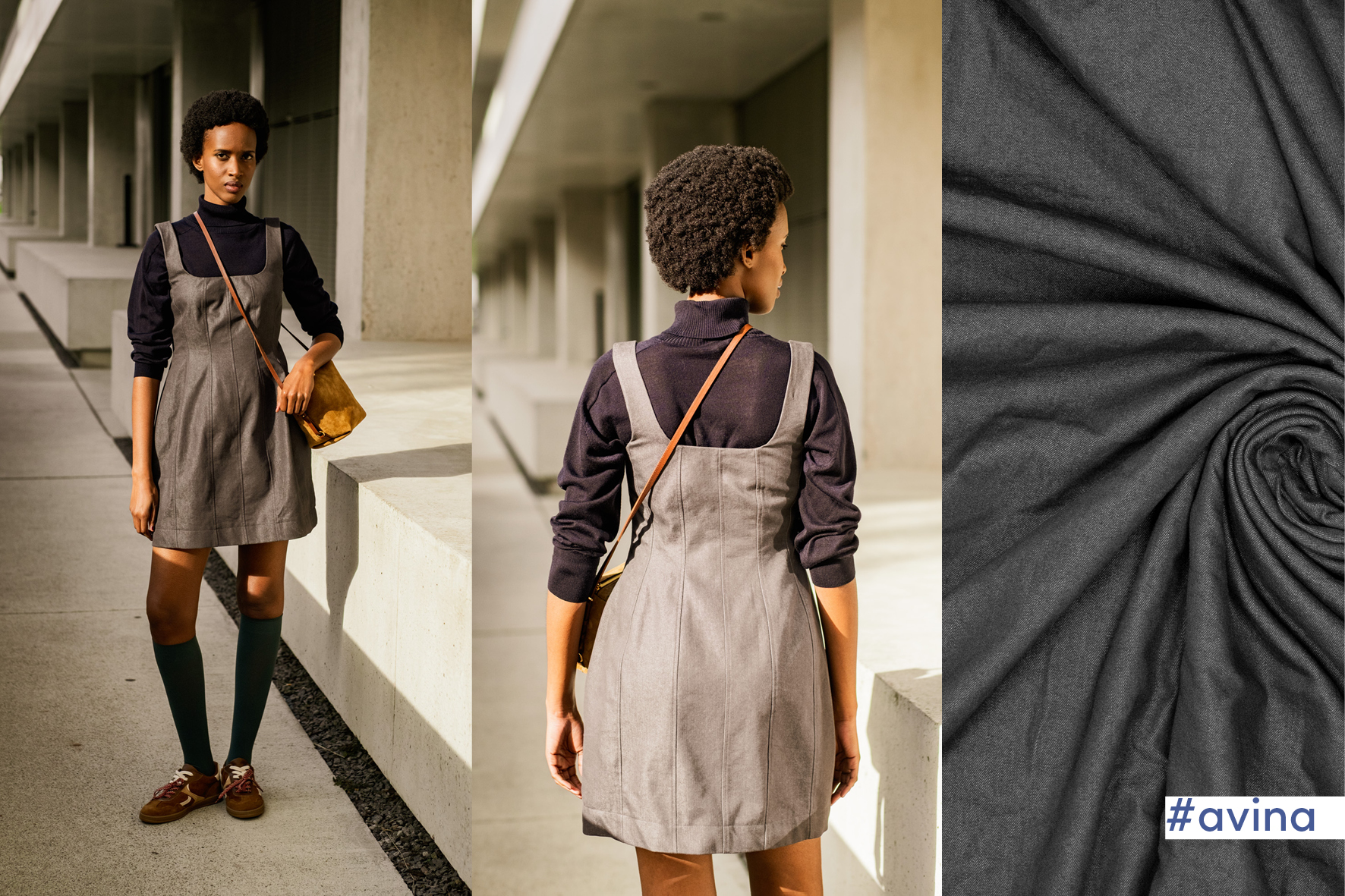 Deze washed denim in de kleur grijs wordt gebruikt voor Fibre Mood model Avina en is duurzaam gemaakt volgens de OEKO-TEX Standard 100.