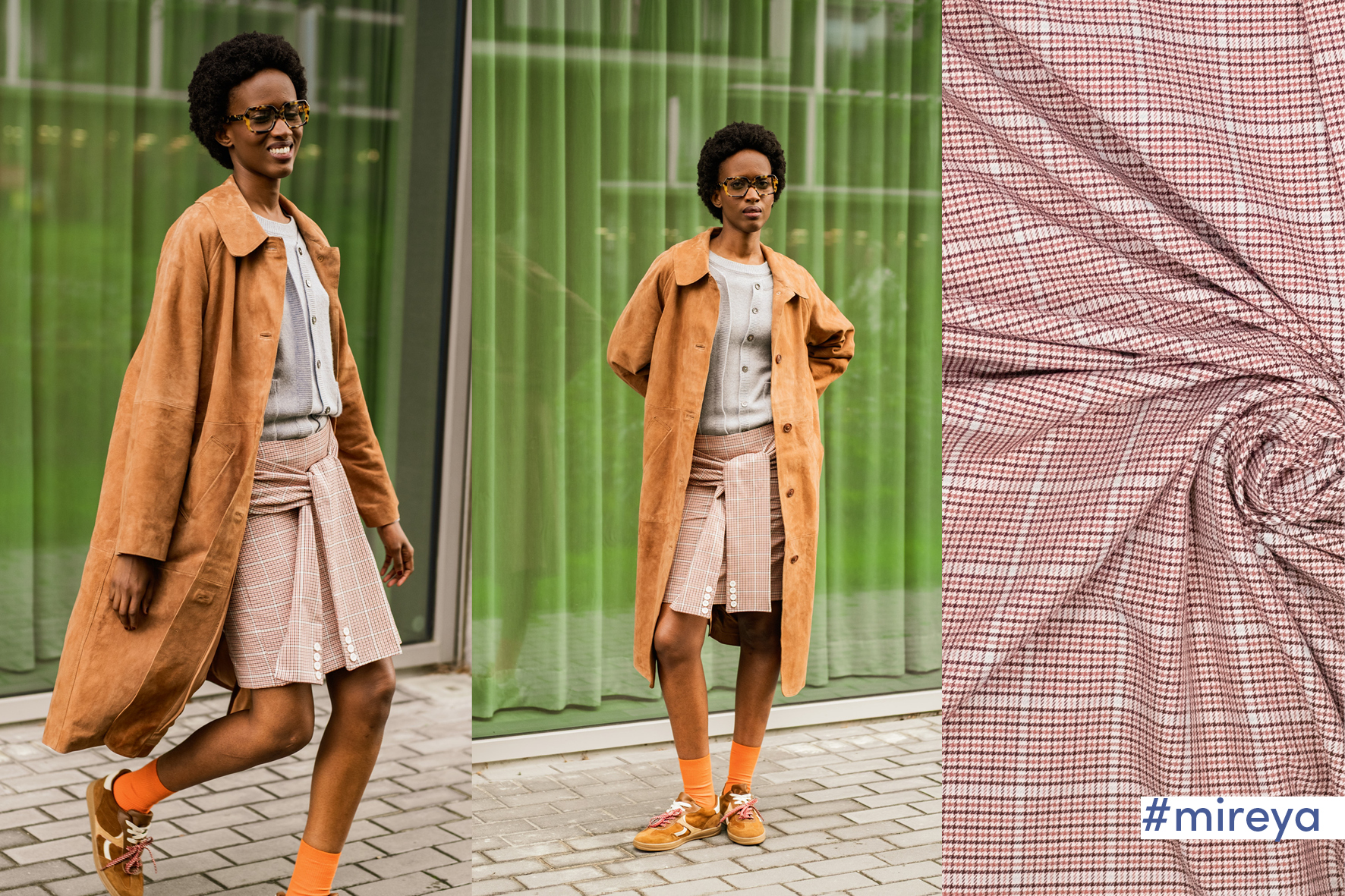 Deze geweven bengaline ruit wordt gebruikt voor Fibre Mood model Mireya en is duurzaam gemaakt volgens de OEKO-TEX Standard 100