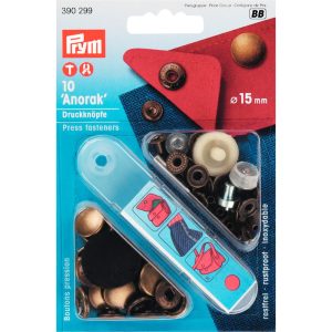 Prym 390299 - drukknopen "Anorak" Ø15mm - oudmessing
