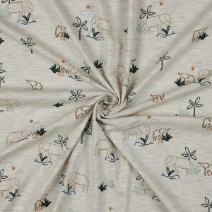 Jersey melange Elephants - ecru melange