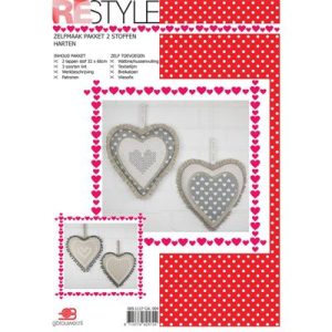 DIY pakket voor 2 stoffen harten