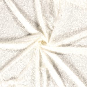 Kant met bloemen - mat/glans - gebroken wit