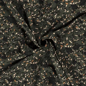Viscose crêpe bedrukt met bloemen - groen