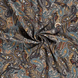 Borken crêpe - lurex Paisley - donkergrijs