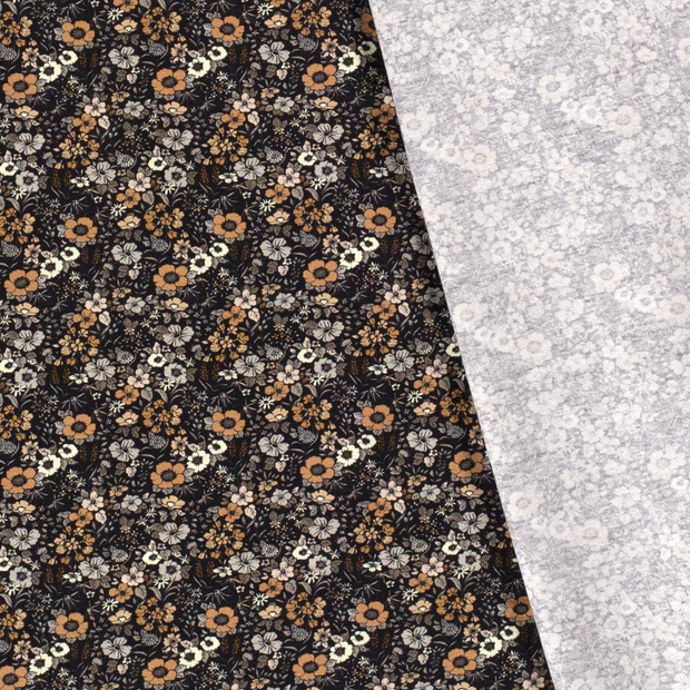 Jersey met bloemen - zwart - Afbeelding 2