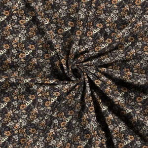 Jersey met bloemen - zwart