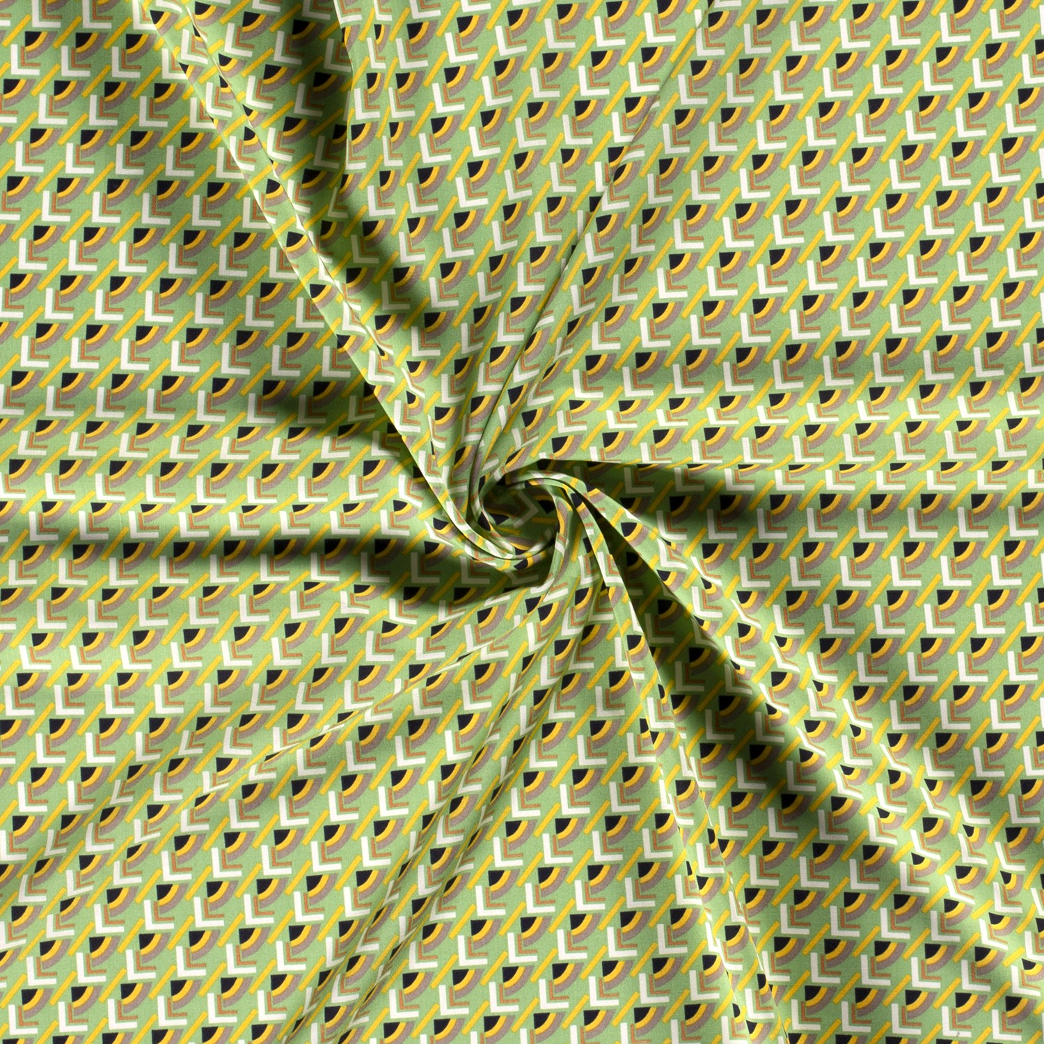 Viscose Poplin stof bedrukt abstract groen