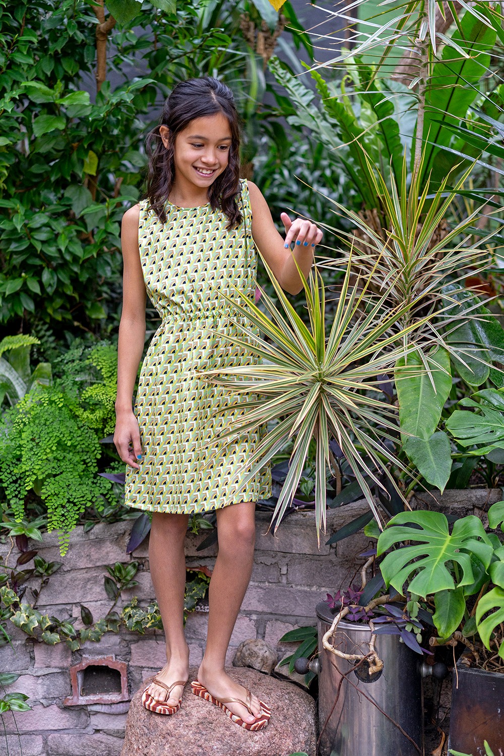 Viscose Poplin stof bedrukt abstract groen - Afbeelding 4