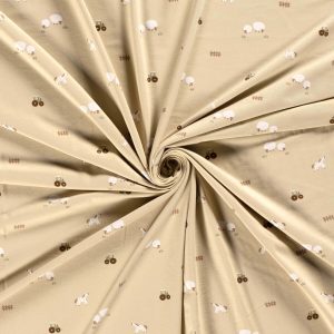 Jersey katoen - farm - beige