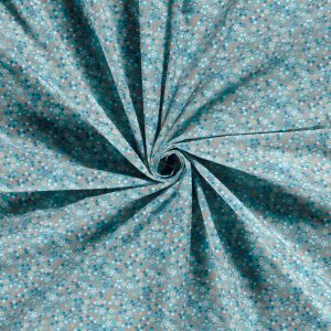 Poplin bloemenprint - blauw