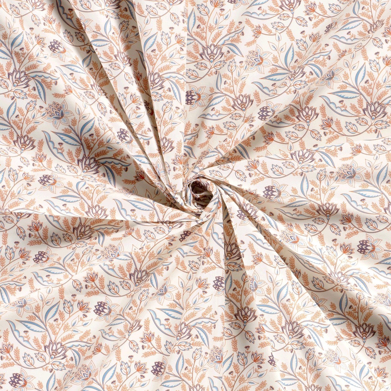Poplin bloemenprint - gebroken wit