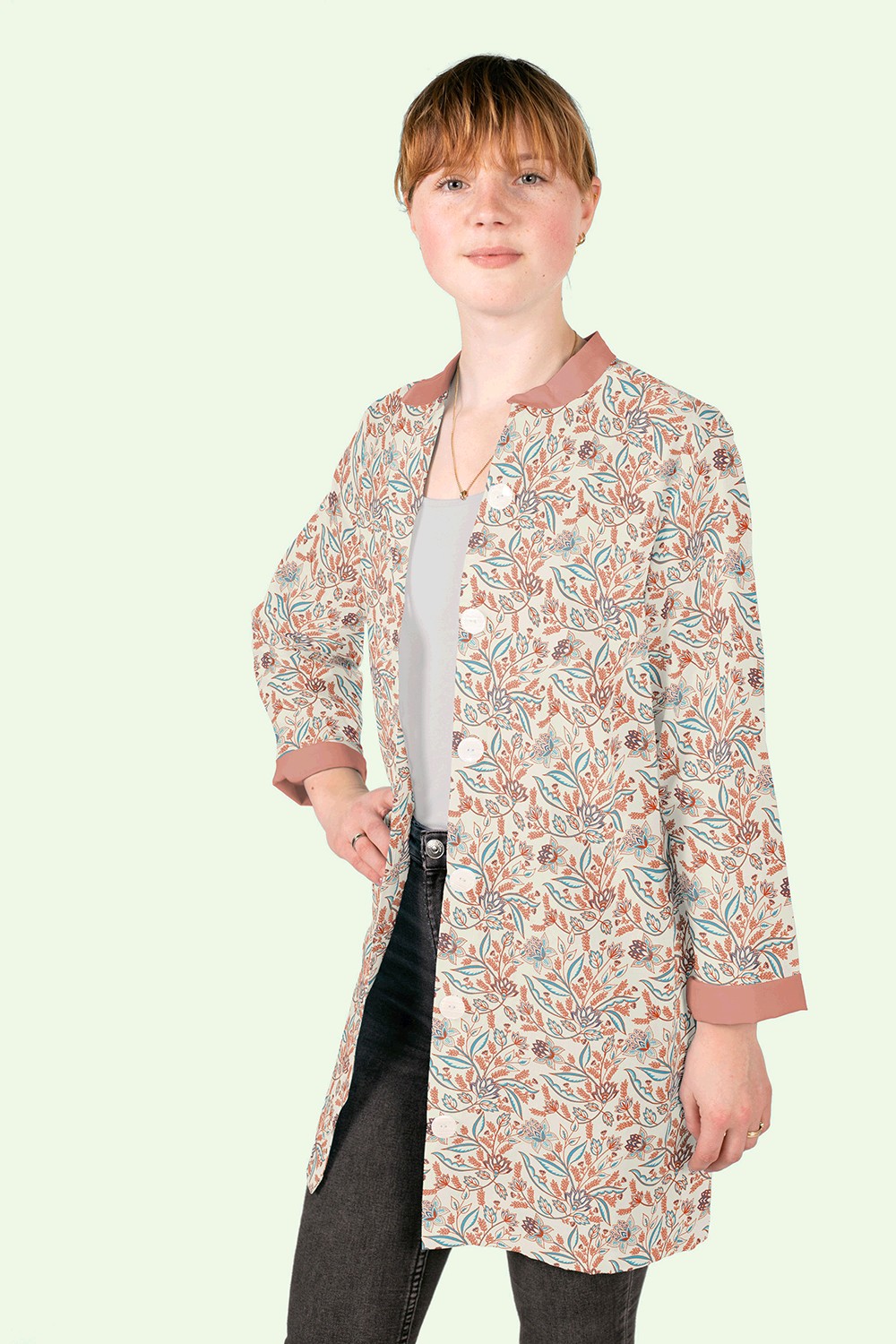 Poplin bloemenprint - gebroken wit - Afbeelding 5