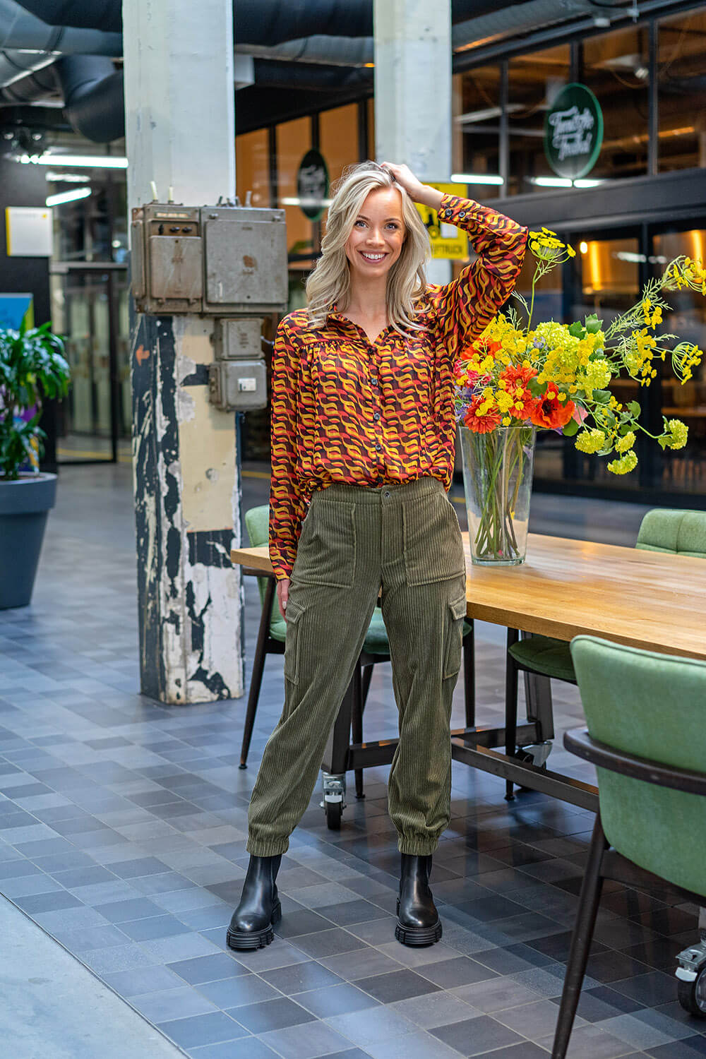 Corduroy soft - effen - kaki groen - Afbeelding 4