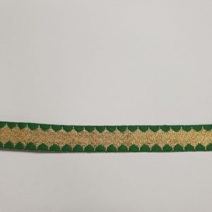 Lurex band goud met groen - 15 mm
