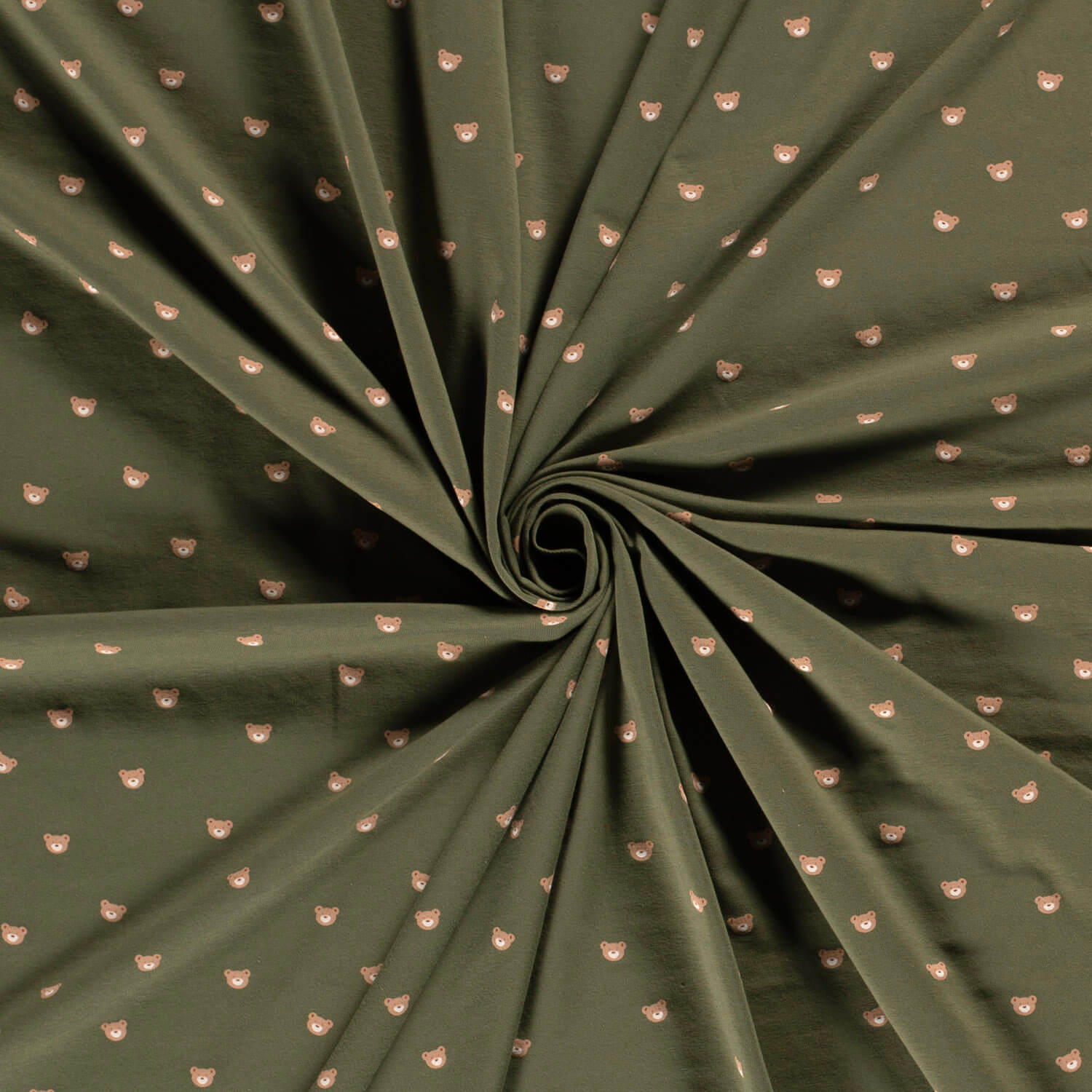 Jersey katoen - bedrukt beren - donkergroen