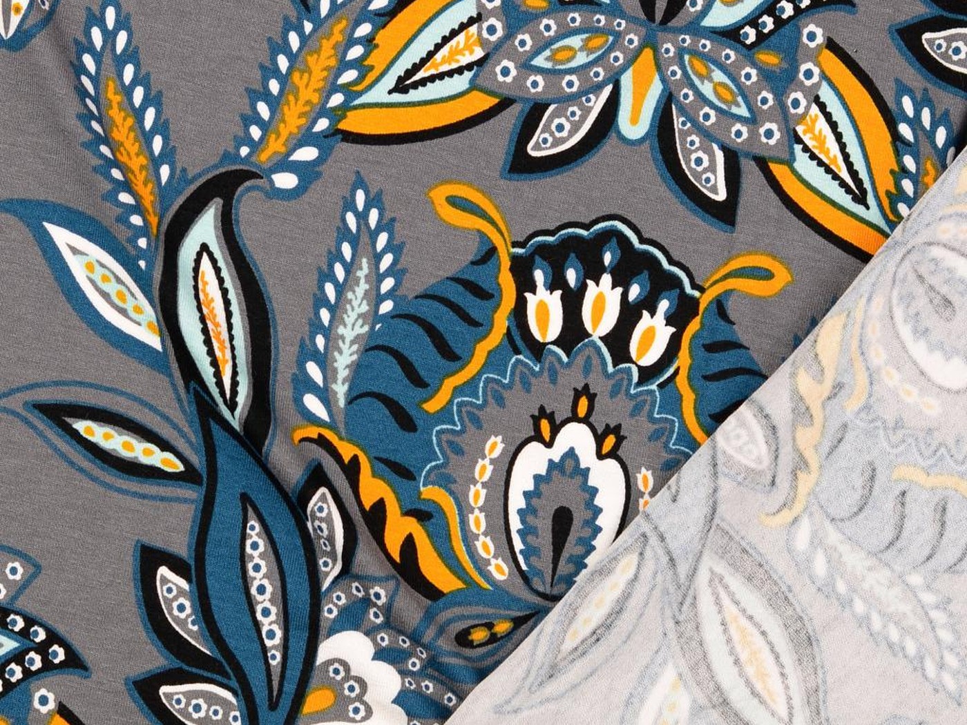 Jersey - bloemenprint - grijs - Afbeelding 3