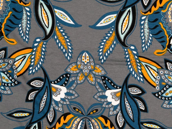 Jersey - bloemenprint - grijs - Afbeelding 2