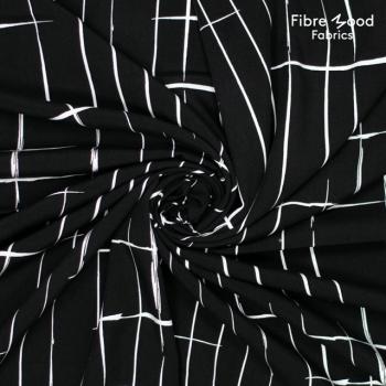Fibre Mood - Augusta / Ocean zwart wit geweven viscose tencel gekruiste lijnen