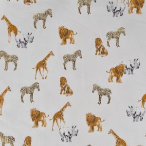 Jersey Foil - Safari Animals - ecru