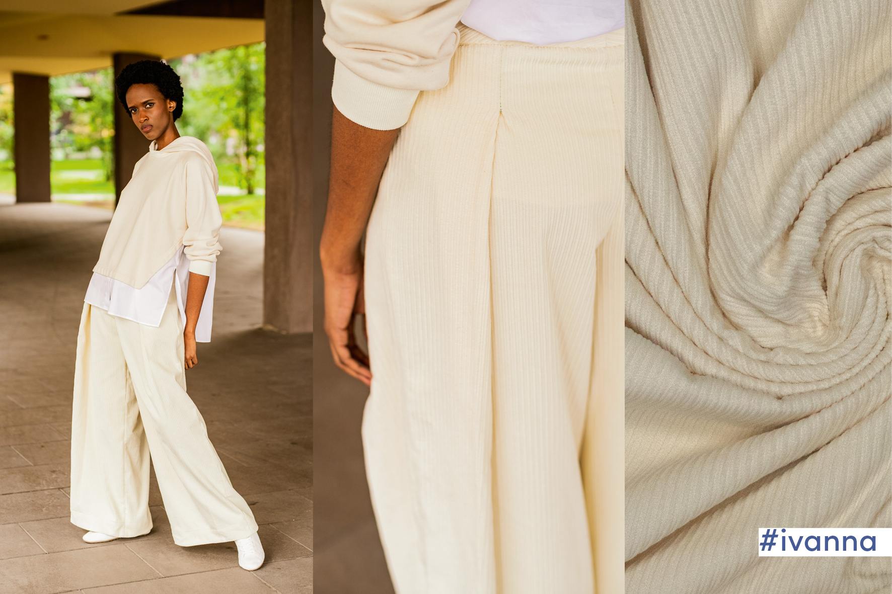 Fibre Mood - Ivanna - corduroy hoog-laag - gebroken wit - Afbeelding 2