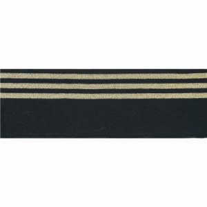 Cuffs boordstof strepen - zwart / goud
