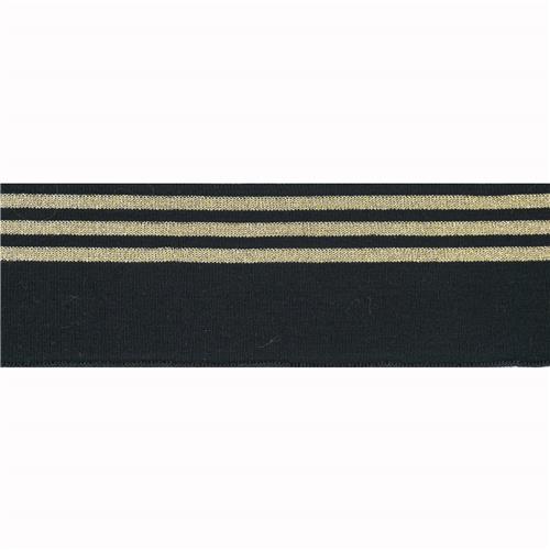 Cuffs boordstof strepen - zwart / goud