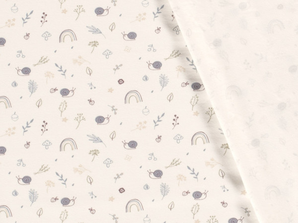 Jersey katoen - slakken en regenbogen - ecru - Afbeelding 3