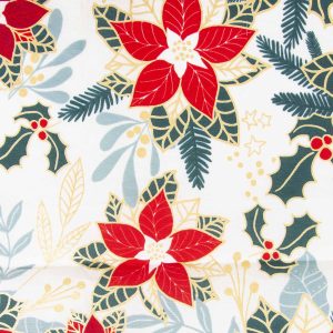 Katia - Xmas Poplin Poinsettia - wit