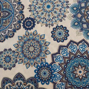 Deko druk mandala - off-white/blauw