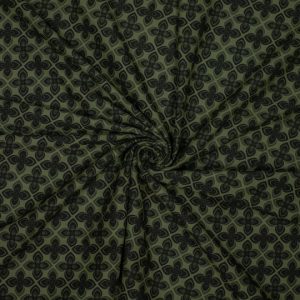 Broekenstof katoen - bloemen - groen