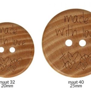 Knoop hout - made with love - diverse maten